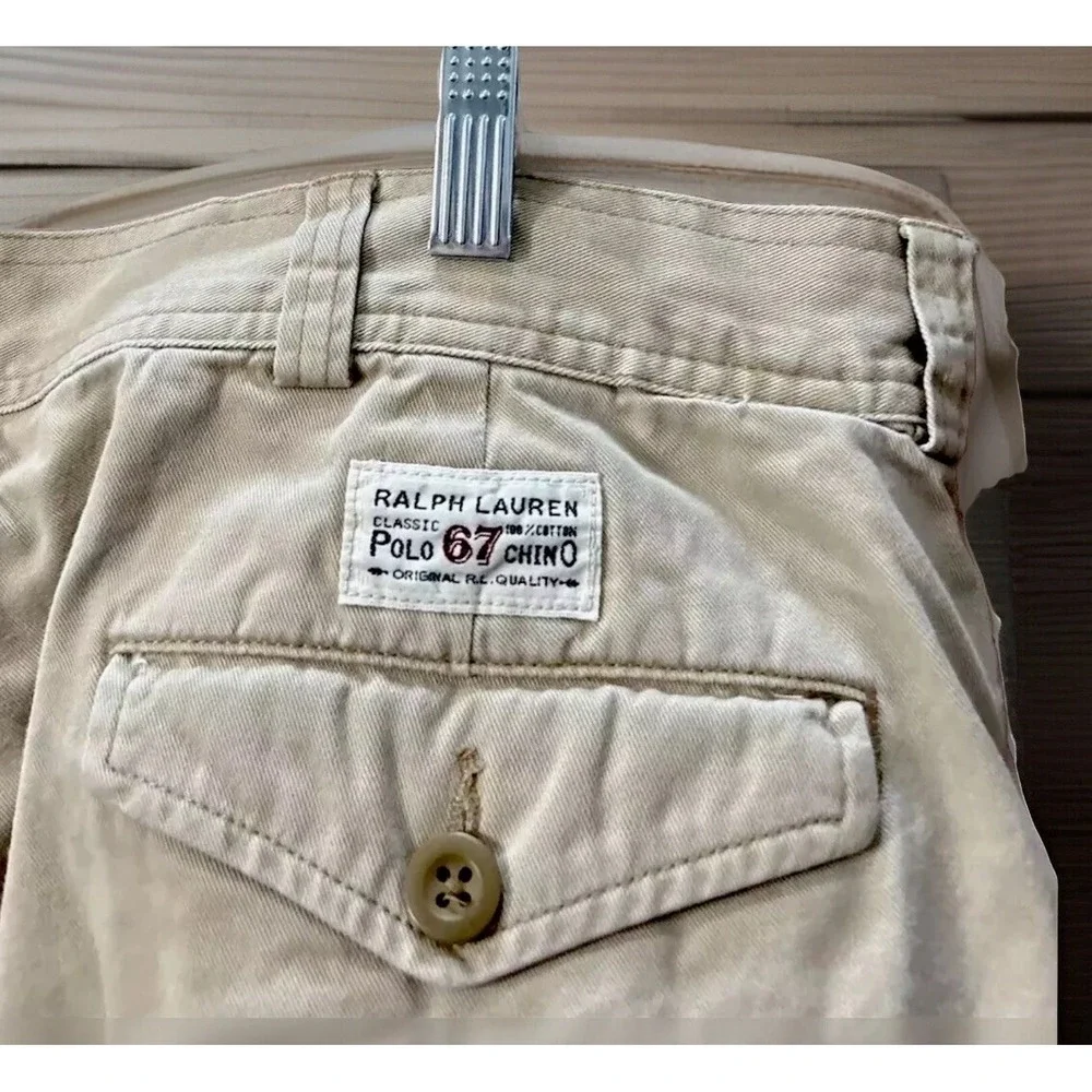 Mens Ralph Lauren Polo 67‎ Cargo Shorts Beige Cotton Casual Twill Sz 42 10